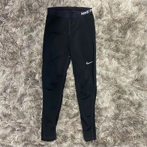 Nike Pro women black dri fit elastic logo waist band leggings. Size M. Used.